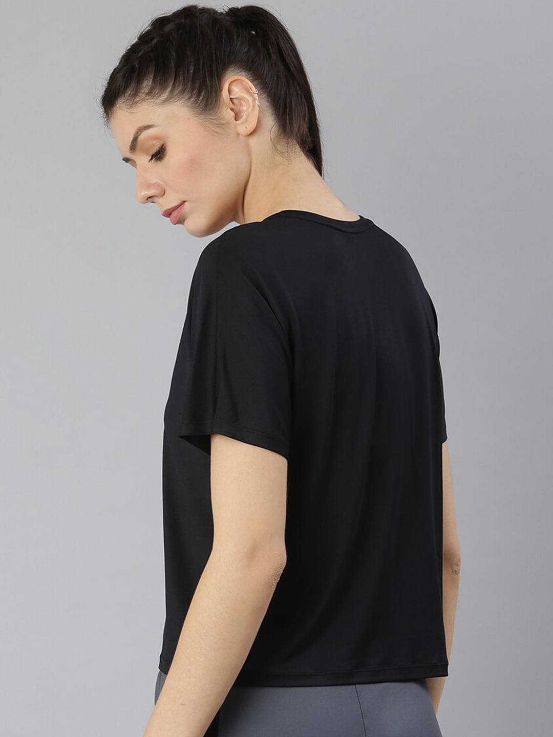 MKH Typography Printed Round Neck Crop Sports T-shirt - Swadesiicart