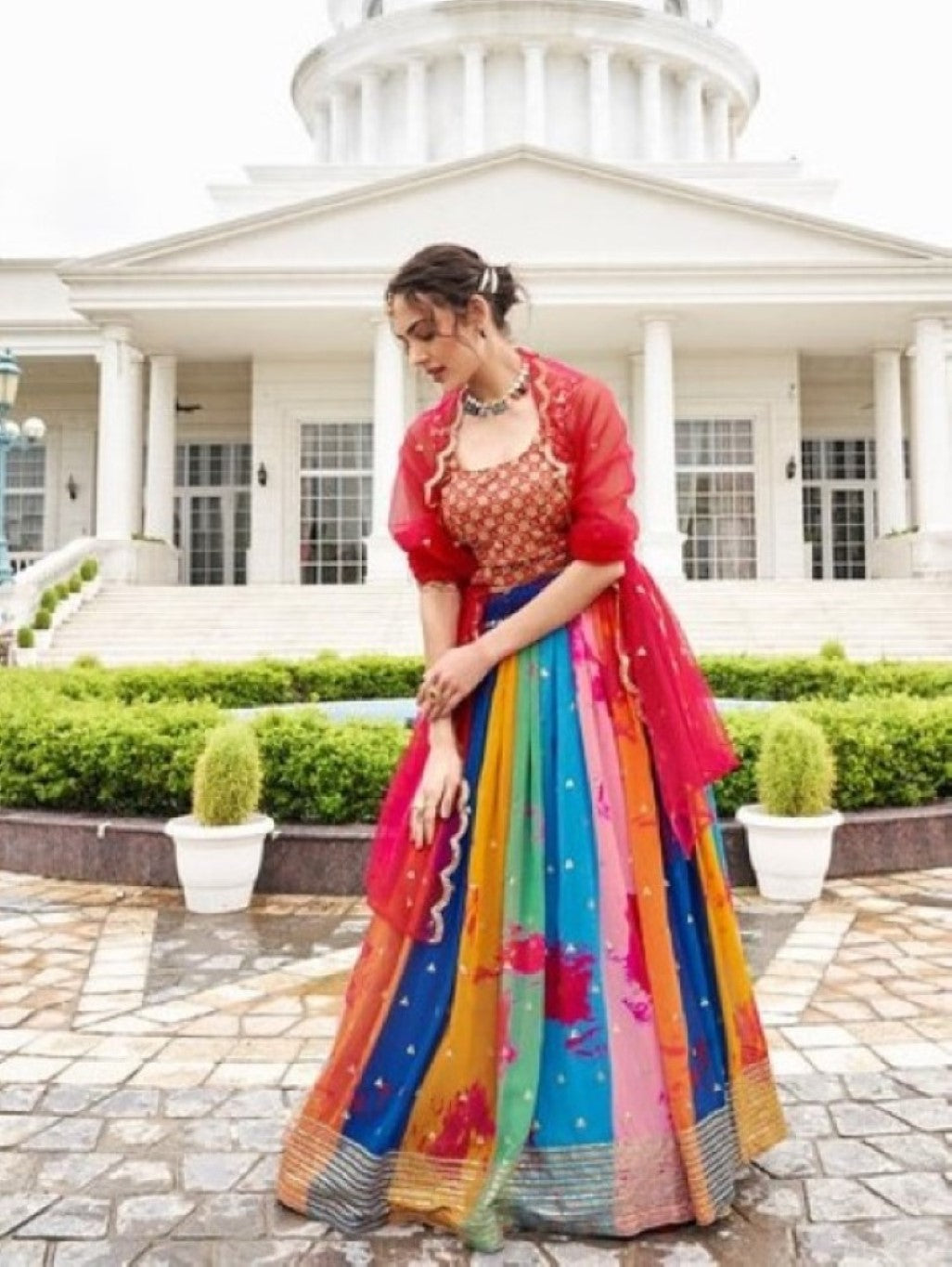 Anaita Multicolor Georgette Lehenga Choli With Sequence & Thread Work