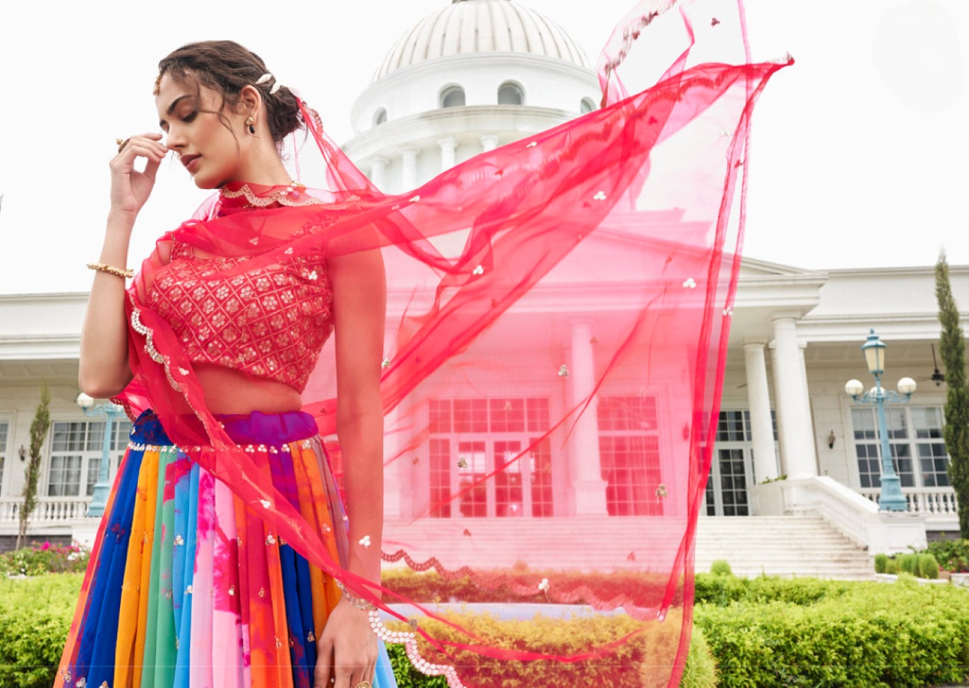 Anaita Multicolor Georgette Lehenga Choli With Sequence & Thread Work