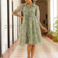 Vaasva Women Green Organza Marble Printed Dress | Swadesiicart