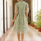 Vaasva Women Green Organza Marble Printed Dress | Swadesiicart