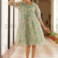 Vaasva Women Green Organza Marble Printed Dress | Swadesiicart