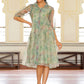 Vaasva Women Green Organza Marble Printed Dress | Swadesiicart