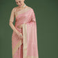 Monjolika Fashion Wonderful Light Pink Soft Banarasi Satin Silk Leheriya Design Saree | Swadesiicart