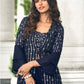 Anaita Navy Georgette Stitched Shrug Suit With Sequence Thread Work