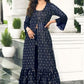 Anaita Navy Georgette Stitched Shrug Suit With Sequence Thread Work