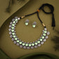Tehzeeb Creations Silver Plated See Green Colour Stone Jewellery Choker Necklace Set With Matching Pair of Stud Earrings - Swadesiicart