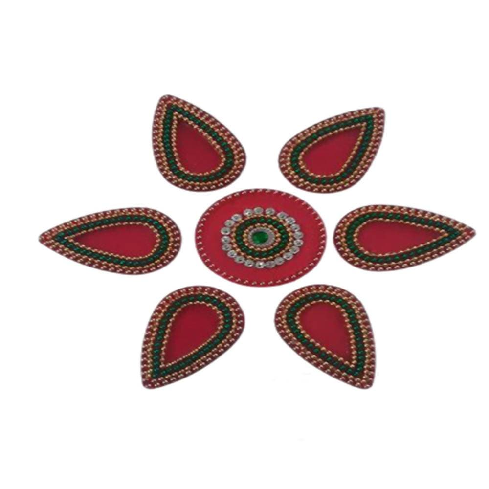 Kundan HandiKrafts Handcrafted Maroon Colour Kundan Rangoli - Aahana - The Bliss Store