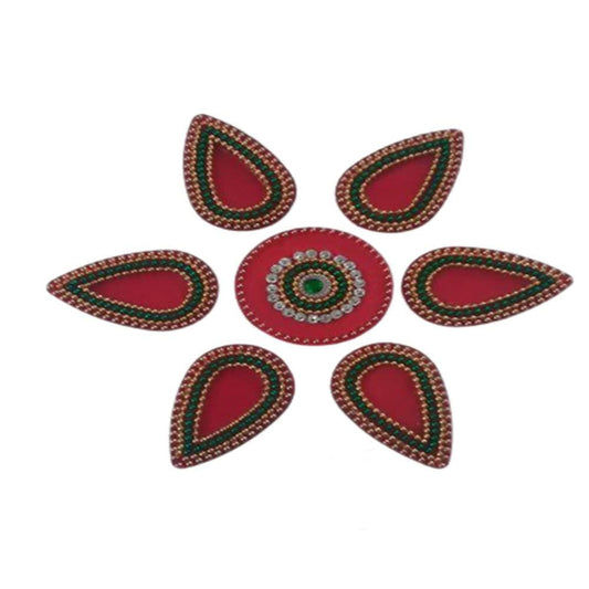 Kundan HandiKrafts Handcrafted Maroon Colour Kundan Rangoli - Aahana - The Bliss Store