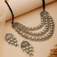 Tehzeeb Creations Women's Silver Colour Antique Necklace And Earrings With Mirror Work - Swadesiicart
