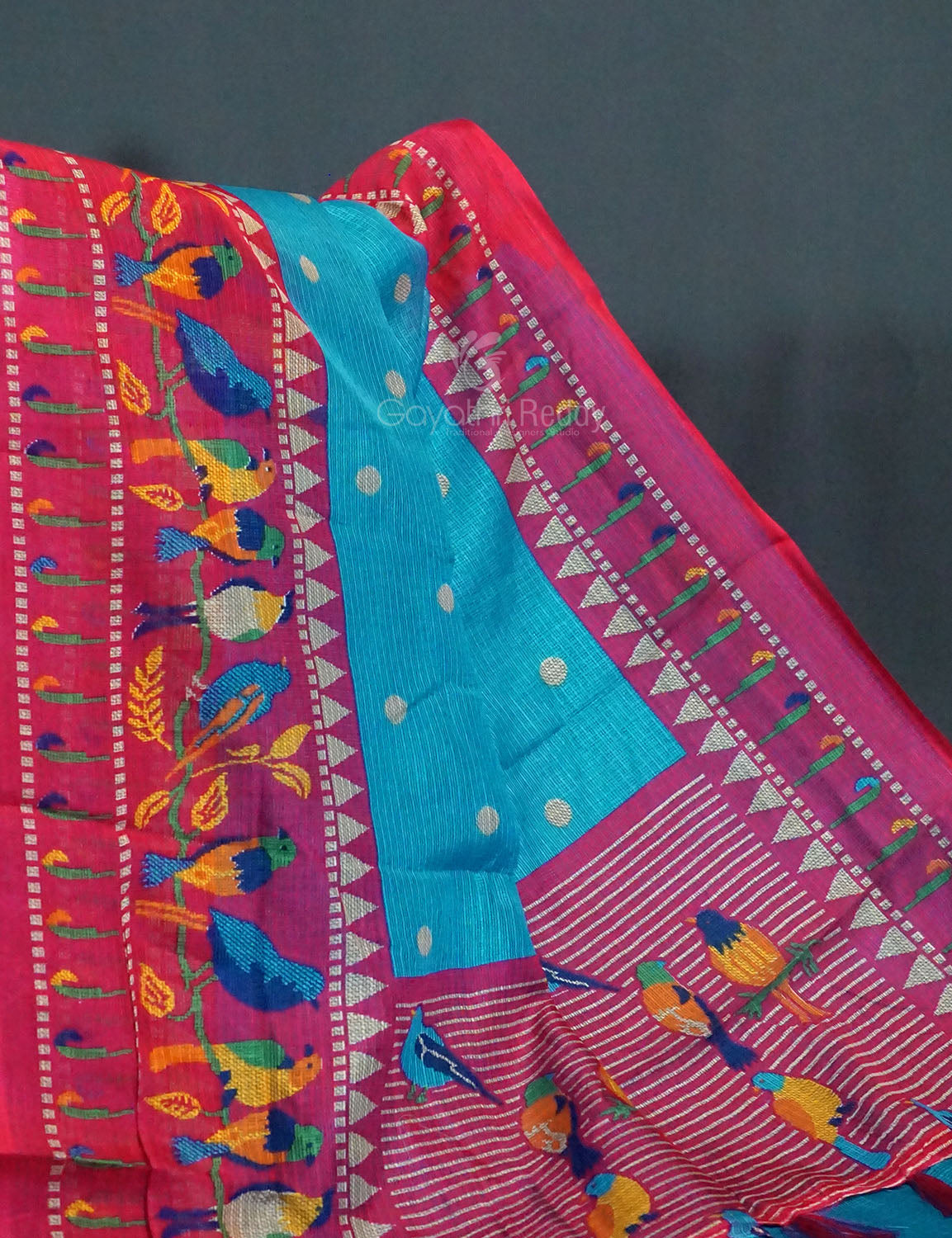 Rama Blue Colour With All Over Buttes Semi Silk Kota Saree By Gayathri Reddy Designer Studio | Swadesiicart