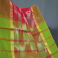 Dual Shades of Peach Pink Mangalagiri Ikkat Cotton Saree By Gayathri Reddy Designer Studio | Swadesiicart
