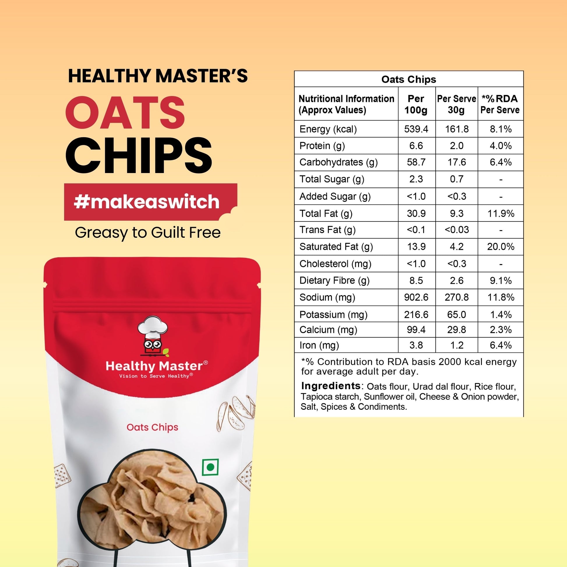 Healthy Master Light & Crispy Oats Chips - Swadesiicart