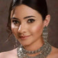 Tehzeeb Creations Women's Silver Colour Antique Necklace And Earrings With Mirror Work - Swadesiicart