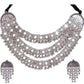 Tehzeeb Creations Women's Silver Colour Antique Necklace And Earrings With Mirror Work - Swadesiicart