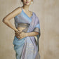 Anaita Dark Grey Fancy Fabric With Digital Print Saree With Blouse