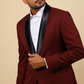 Burgundy Designer Tuxedo With Black Satin Lapels by Hilo Design