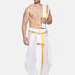 Sethukrishna Men White & Gold-Toned Solid Ready Made Dhoti Pants | Swadesiicart