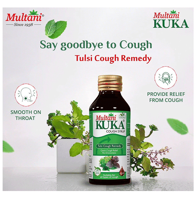 Multani Combo Pack of Kuka Cough Syrup 100ml and Tulsi Ginger Kuka Cough 36 Lozenges | Swadesiicart