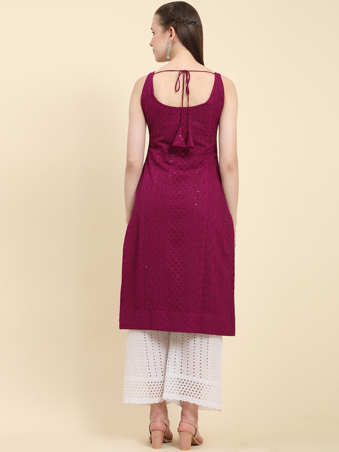 Kalini Ethnic Motifs Embroidered Chikankari Georgette Kurta | Swadesiicart