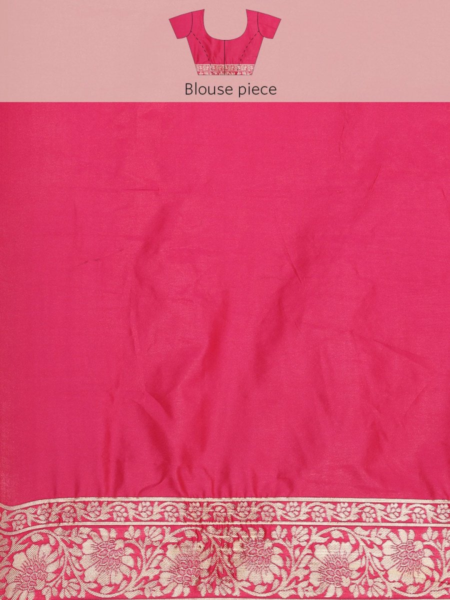 Anouk Pink & Gold-Coloured Woven Design Pure Silk Heavy Work Banarasi Saree | Swadesiicart