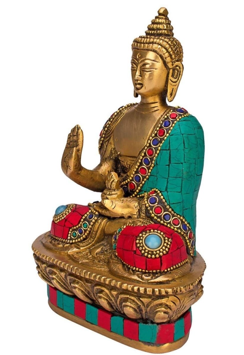 Artvarko Brass Buddha Vitarka Statue Multicolor - Swadesiicart
