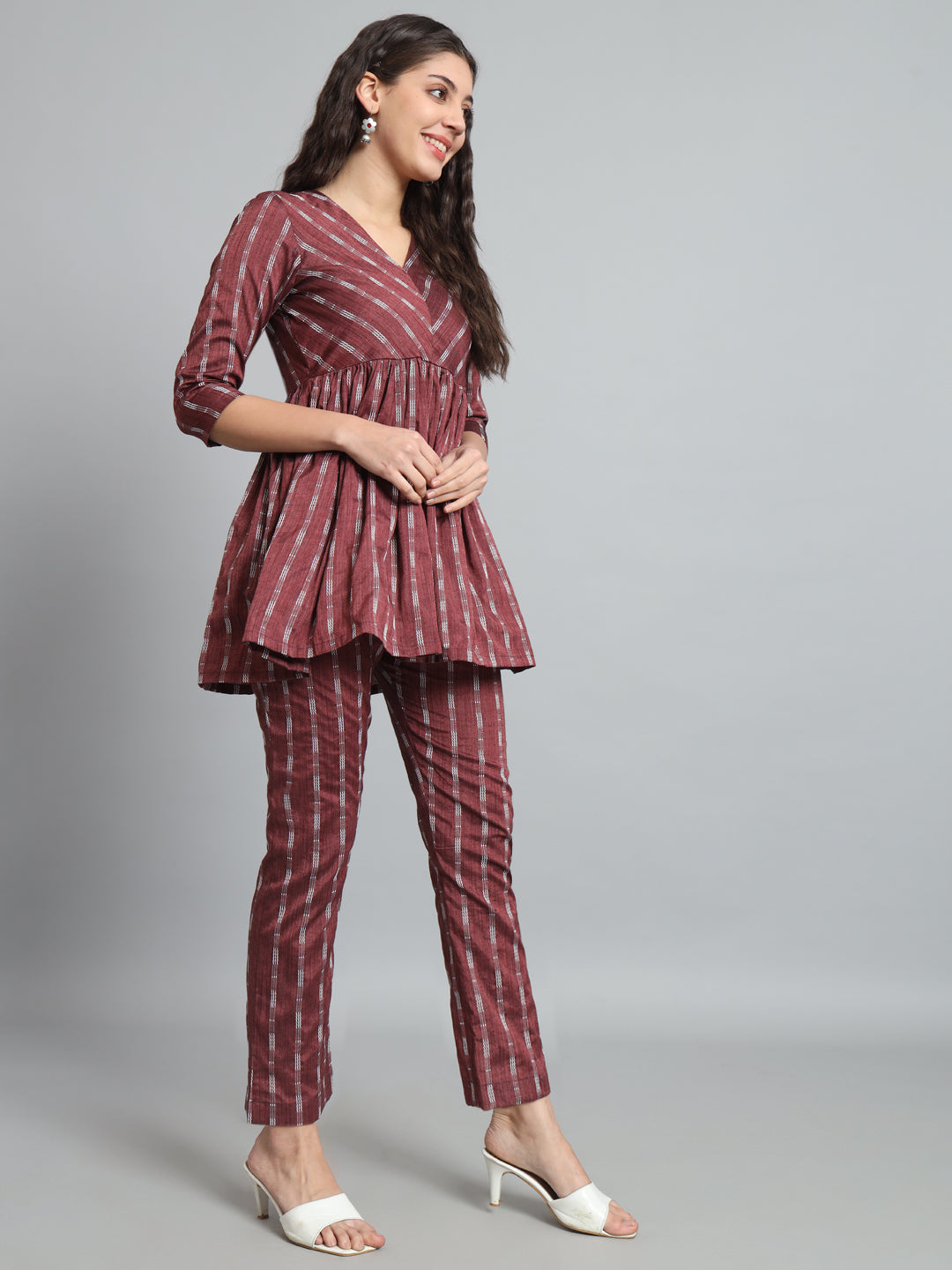Fab Fashion Dark Purple Co-Ord set - Swadesiicart