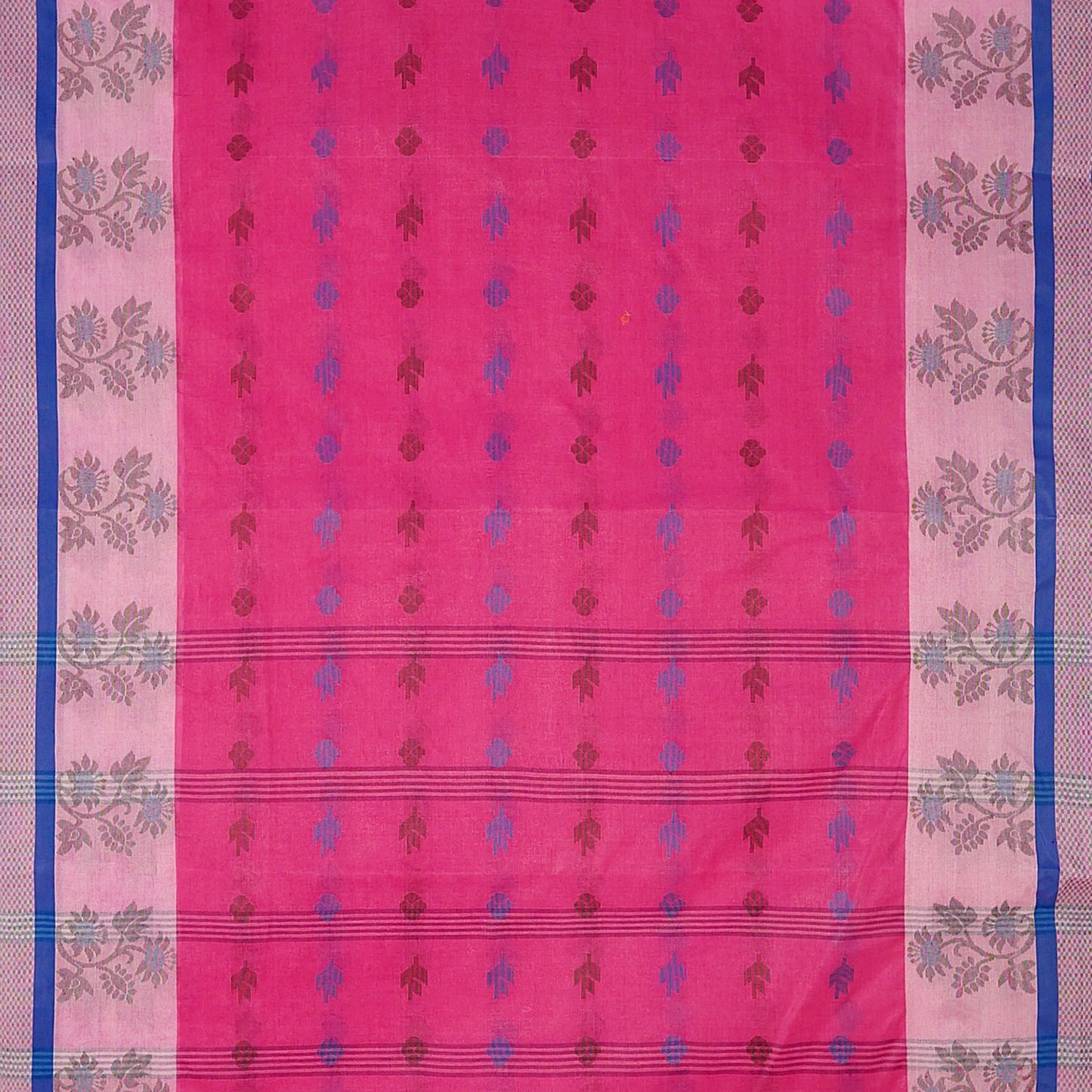 Exclusive Collection 100% Pure Cotton Magenta Tant Saree With Hand Weaving Work - Swadesiicart