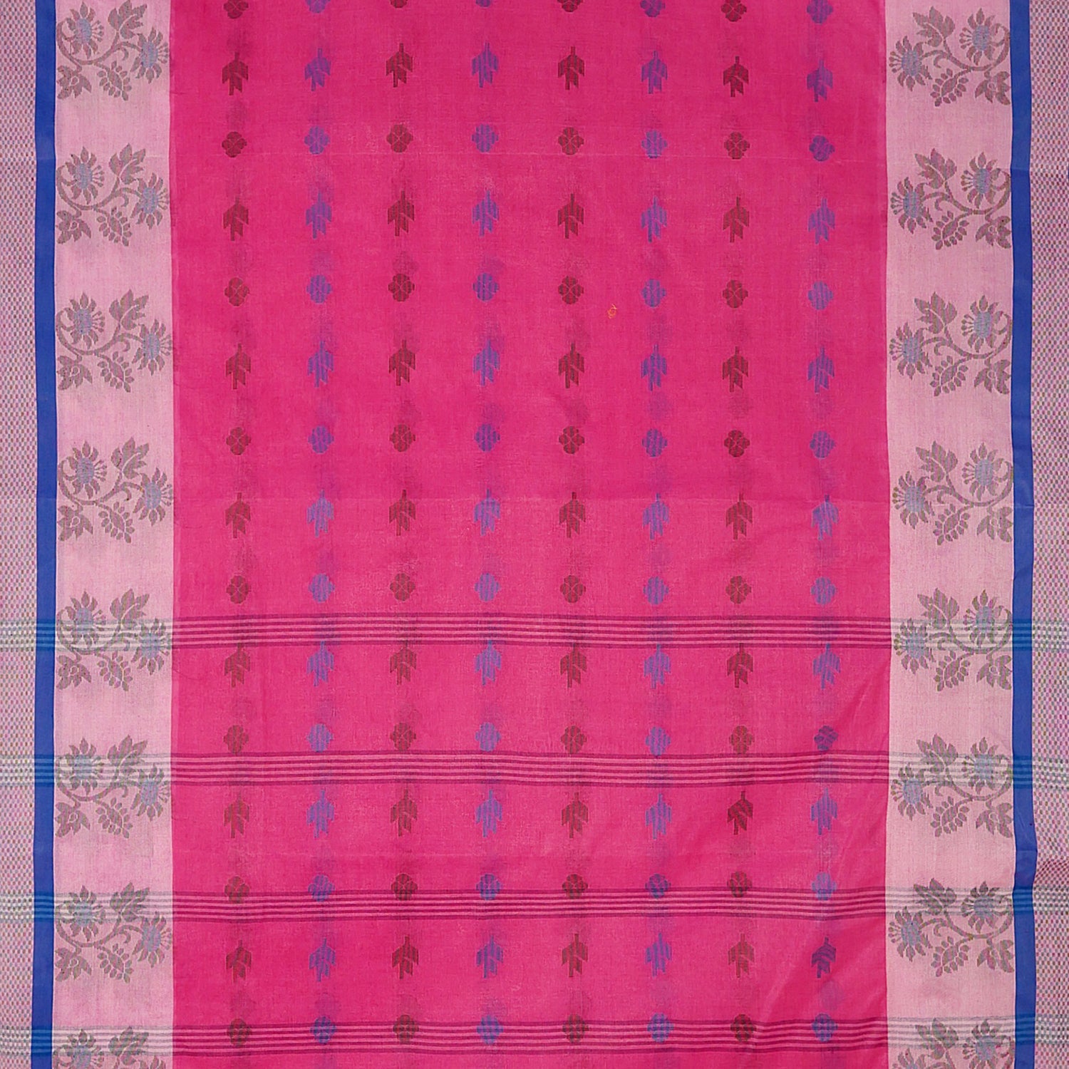 Exclusive Collection 100% Pure Cotton Magenta Tant Saree With Hand Weaving Work - Swadesiicart
