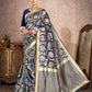 Vardha Space Blue Woven Banarasi Saree | Swadesiicart