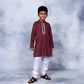 Ahalyaa Boys Maroon Pure Cotton Digital Print Kids Kurta Churidar Set | Swadesiicart