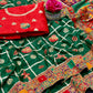 Lorenvalley Fashion Premium Green Dola Silk Embroidery and Diamond work with Jacquard Lace Border Saree - Swadesiicart