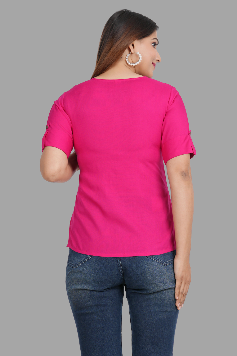 House of RP Women's Pink Rayon Solid Casual Tunic | Swadesiicart