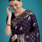 Monjolika Fashion Traditional Purple Woven Banarasi Satin Silk Saree | Swadesiicart
