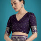 Monjolika Fashion Traditional Purple Woven Banarasi Satin Silk Saree | Swadesiicart
