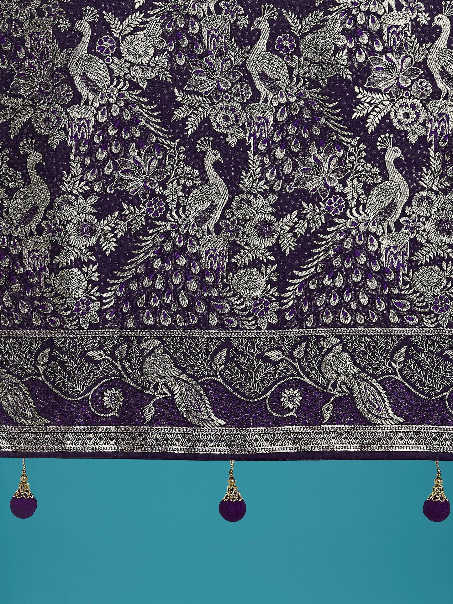 Monjolika Fashion Traditional Purple Woven Banarasi Satin Silk Saree | Swadesiicart