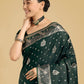 Monjolika Fashion Traditional Dark Geen Woven Banarasi Satin Silk Saree | Swadesiicart