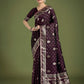 Monjolika Fashion Traditional Wine Woven Banarasi Satin Silk Saree | Swadesiicart