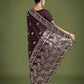 Monjolika Fashion Traditional Wine Woven Banarasi Satin Silk Saree | Swadesiicart