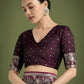 Monjolika Fashion Traditional Wine Woven Banarasi Satin Silk Saree | Swadesiicart