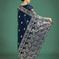 Monjolika Fashion Traditional Blue Woven Banarasi Satin Silk Saree | Swadesiicart