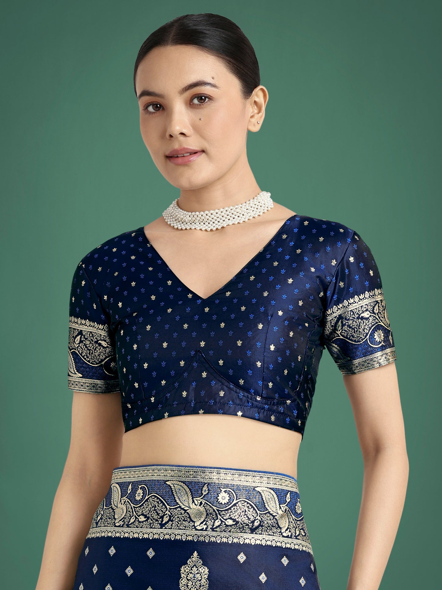 Monjolika Fashion Traditional Blue Woven Banarasi Satin Silk Saree | Swadesiicart