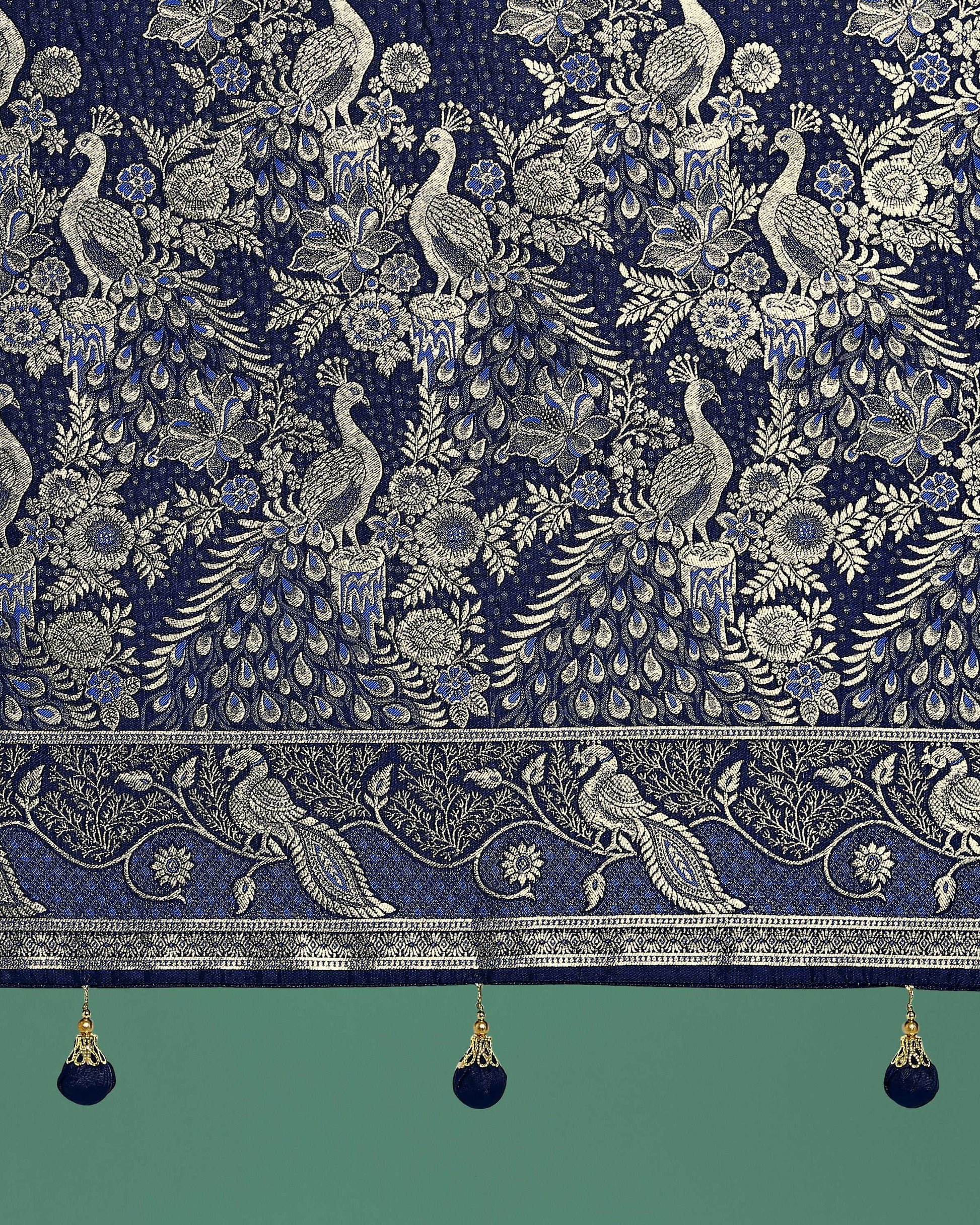 Monjolika Fashion Traditional Blue Woven Banarasi Satin Silk Saree | Swadesiicart
