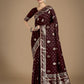 Monjolika Fashion Traditional Maroon Woven Banarasi Satin Silk Saree | Swadesiicart
