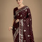 Monjolika Fashion Traditional Maroon Woven Banarasi Satin Silk Saree | Swadesiicart