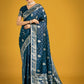 Monjolika Fashion Traditional Aqua blue Woven Banarasi Satin Silk Saree | Swadesiicart