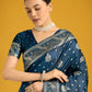 Monjolika Fashion Traditional Aqua blue Woven Banarasi Satin Silk Saree | Swadesiicart