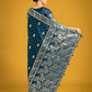 Monjolika Fashion Traditional Aqua blue Woven Banarasi Satin Silk Saree | Swadesiicart