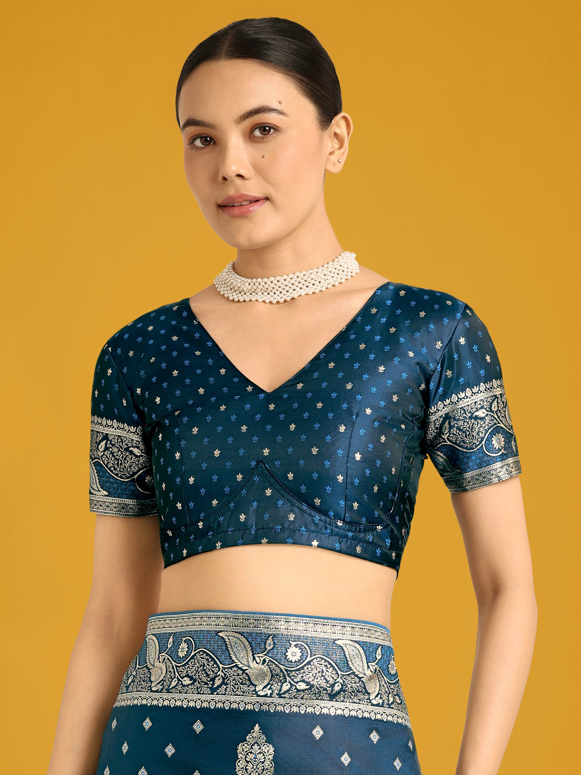 Monjolika Fashion Traditional Aqua blue Woven Banarasi Satin Silk Saree | Swadesiicart