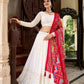 Lorenvalley Fashion White Georgette Lucknowi Paper Mirror Work Lehenga Choli with Dupatta | Swadesiicart